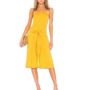 Tularosa Kristina Jumper Strapless Wide Leg Tie Waist Yellow Romper Jumpsuit